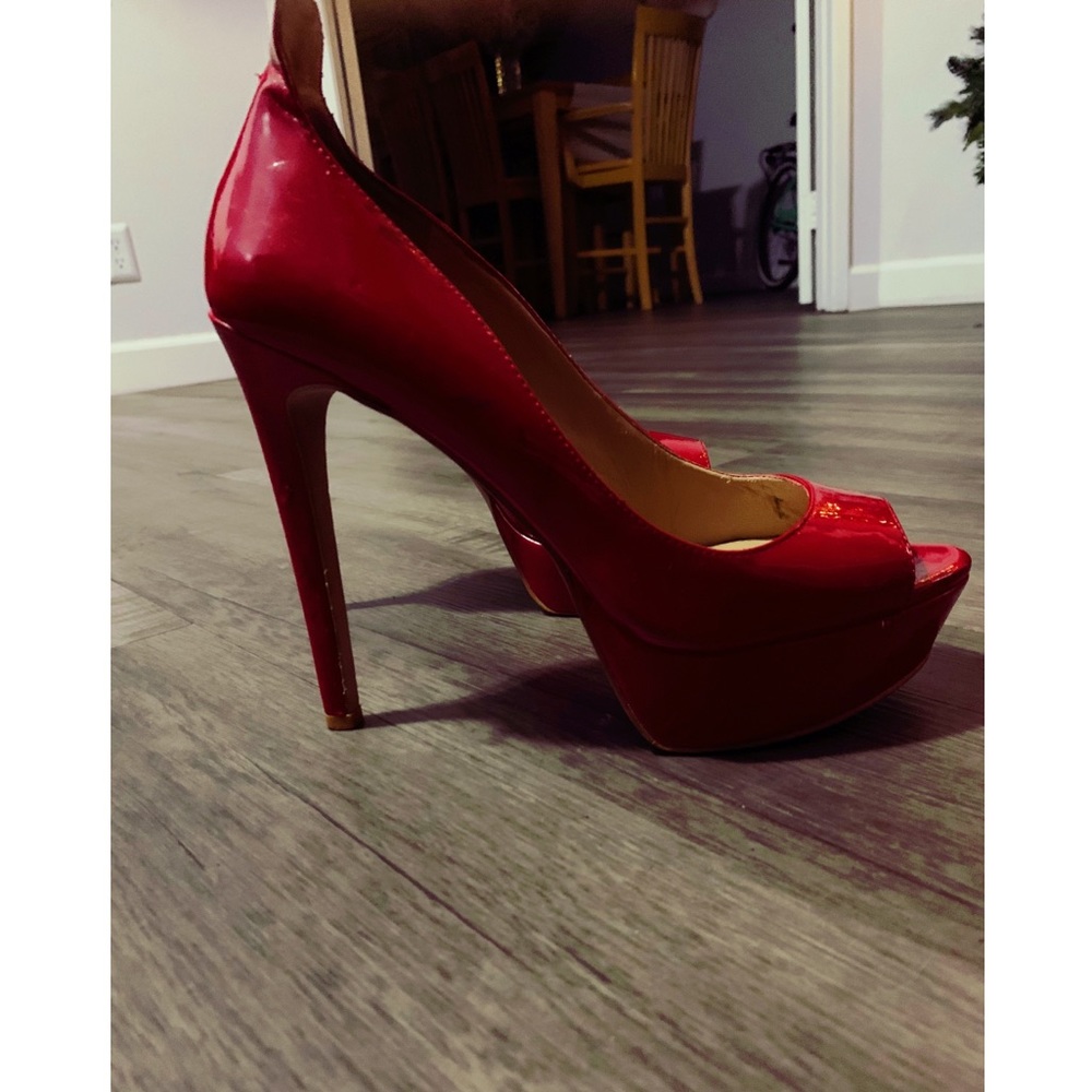 Jessica Simpson Red Open Toe Patent Heels